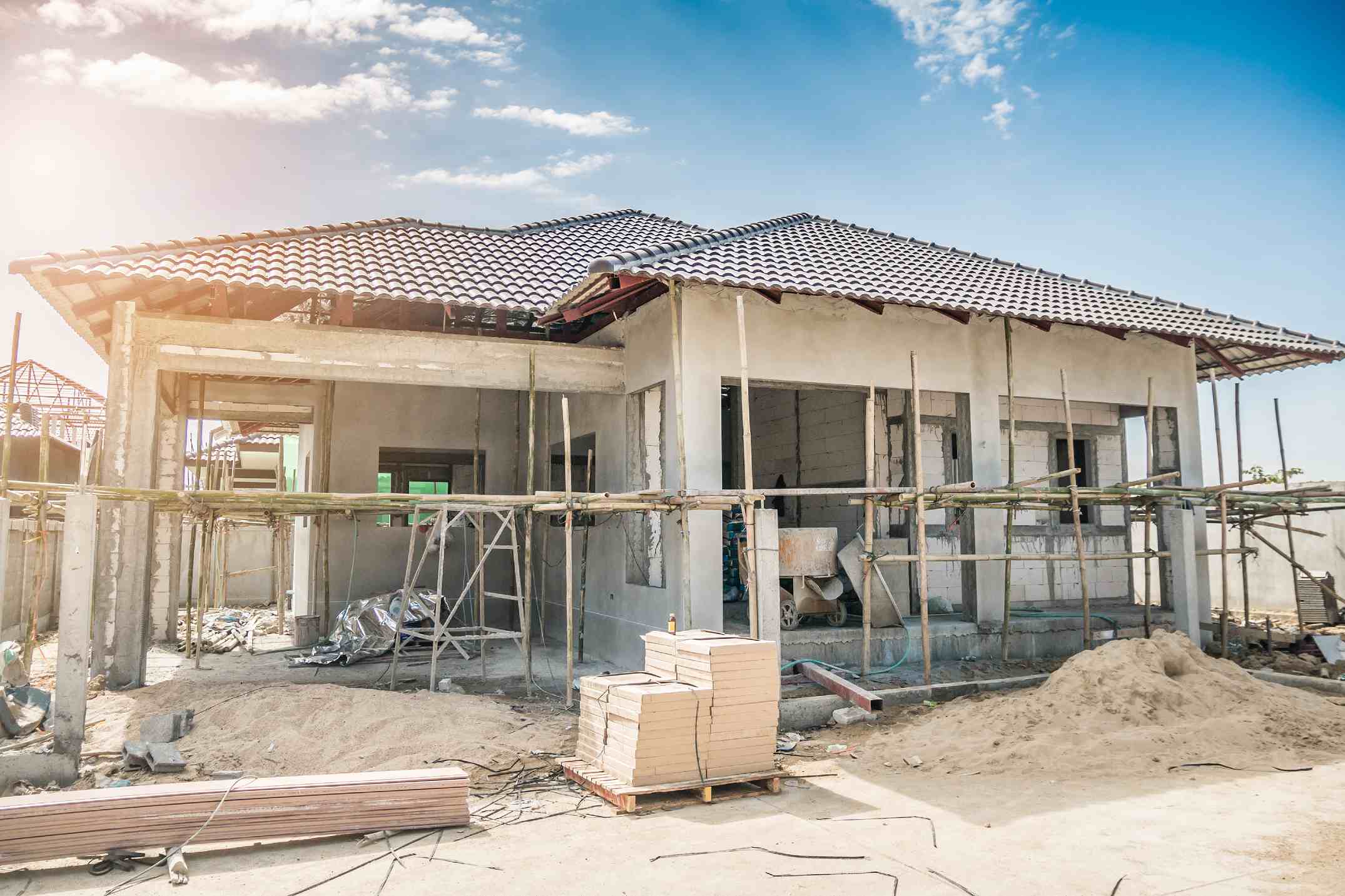 Une maison individuelle en cours de construction